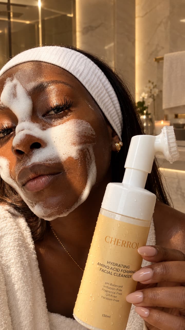 CHERROL Hydrating Amino Acid Foaming Facial Cleanser with Silicone Brush