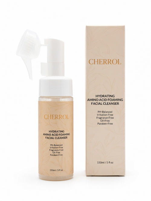 CHERROL Hydrating Amino Acid Foaming Facial Cleanser with Silicone Brush