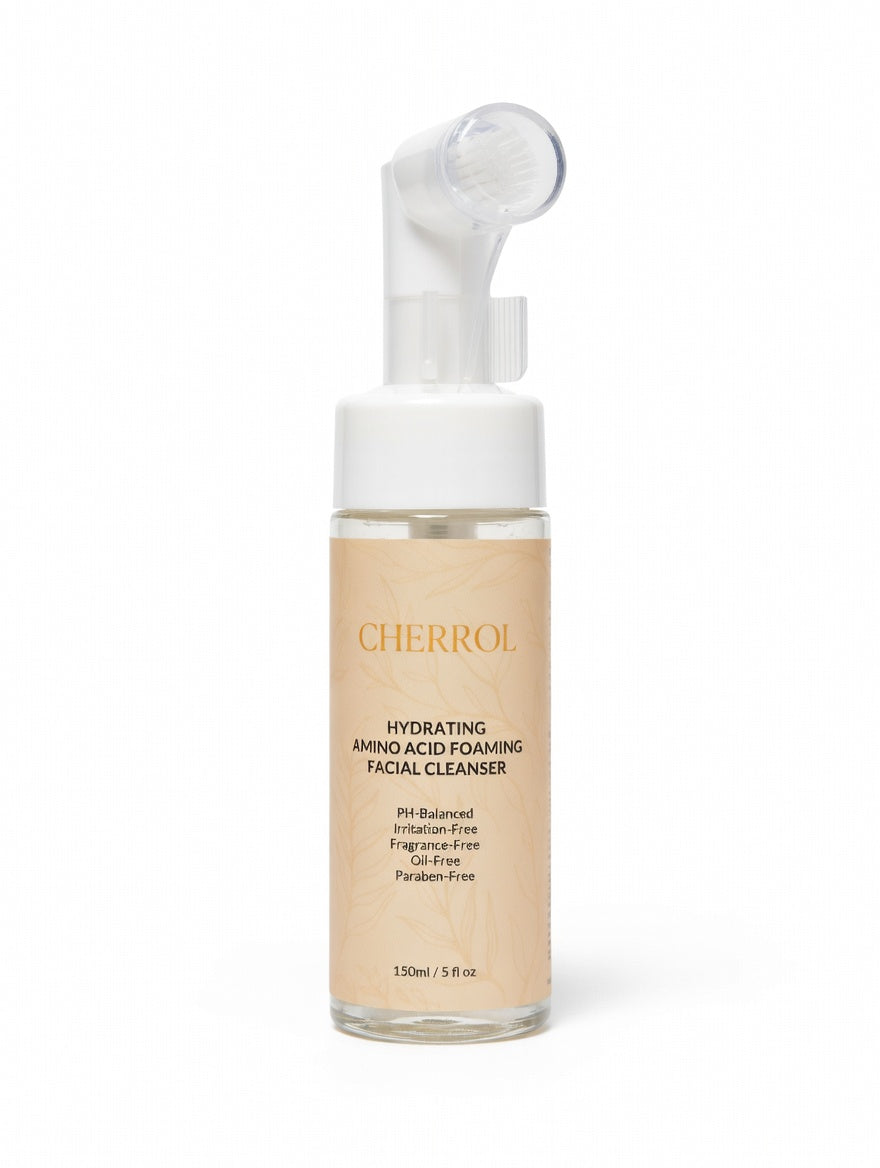 CHERROL Hydrating Amino Acid Foaming Facial Cleanser with Silicone Brush